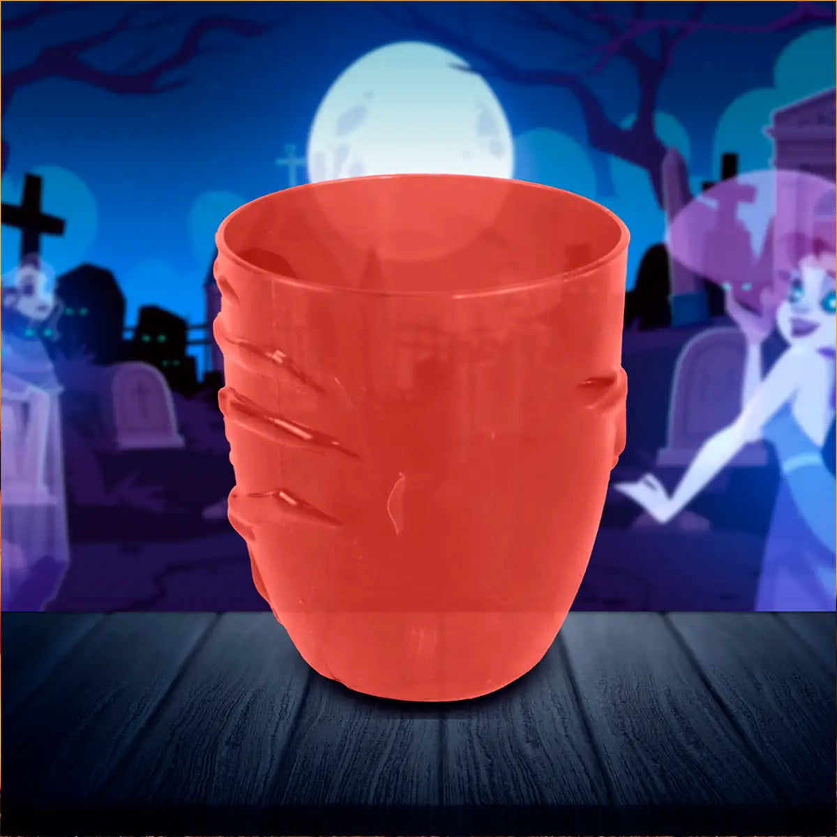 Mano Fantasmal, Vaso de Plástico, Color Rojo