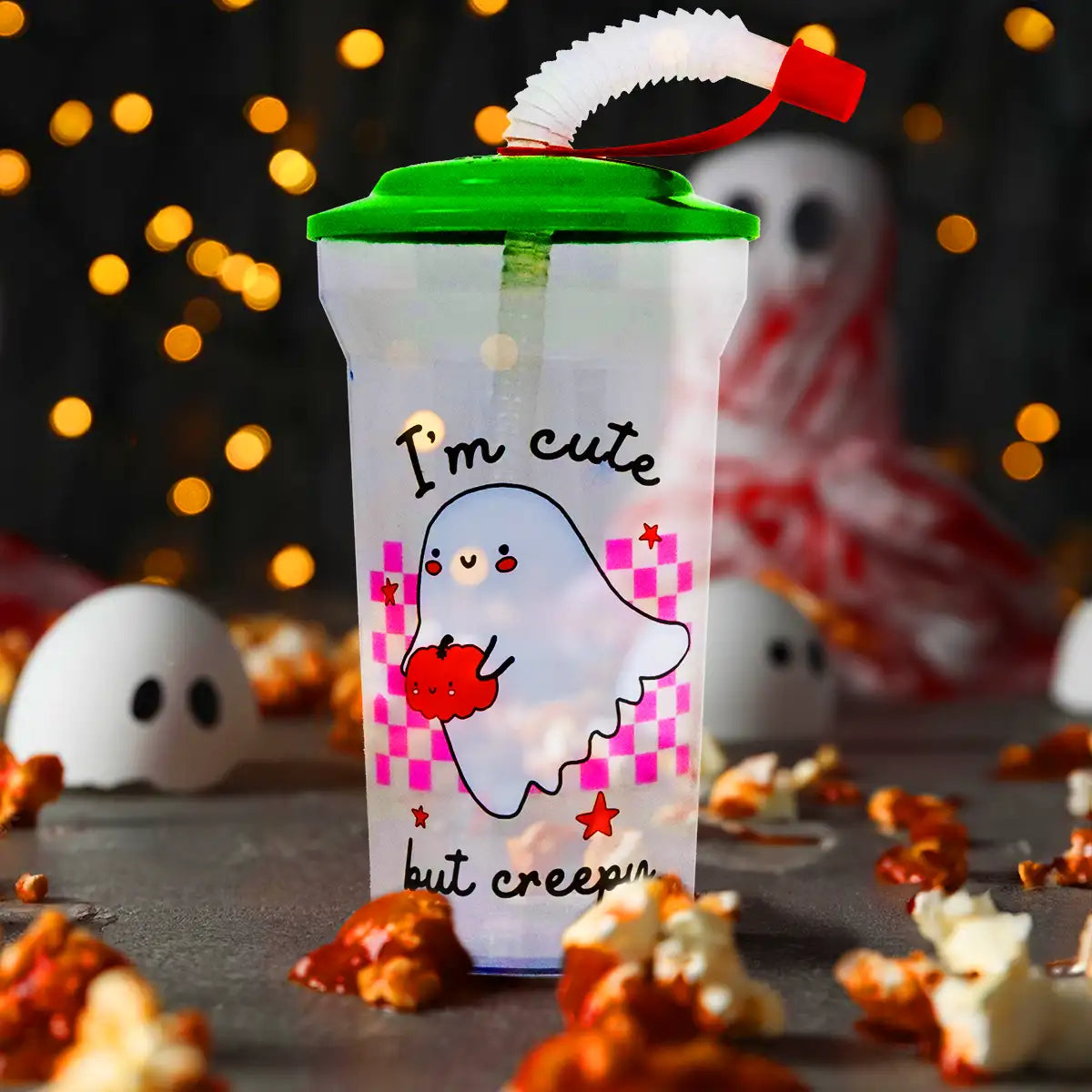 Vaso "I'm cute but creepy" con Popote