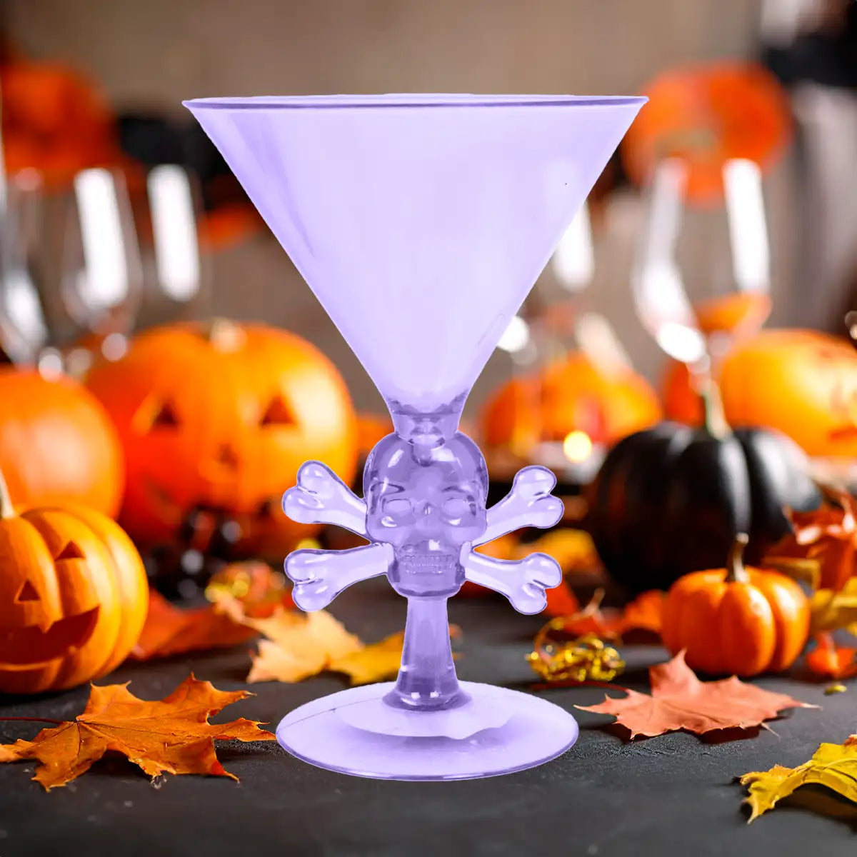 Copa de Martini con Diseño de Calavera, Halloween, Color Morado