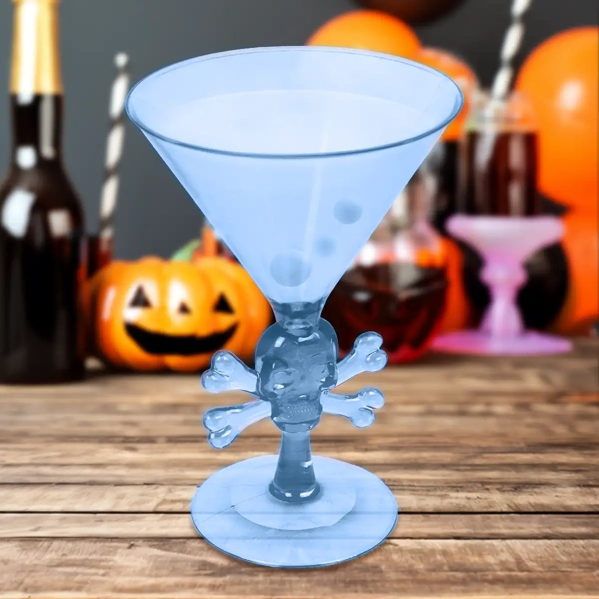 Copa de Martini con Diseño de Calavera, Halloween, Color Azul