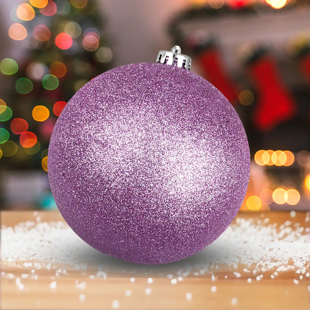 Esfera Jumbo Navideña, Glitter, Color Lila