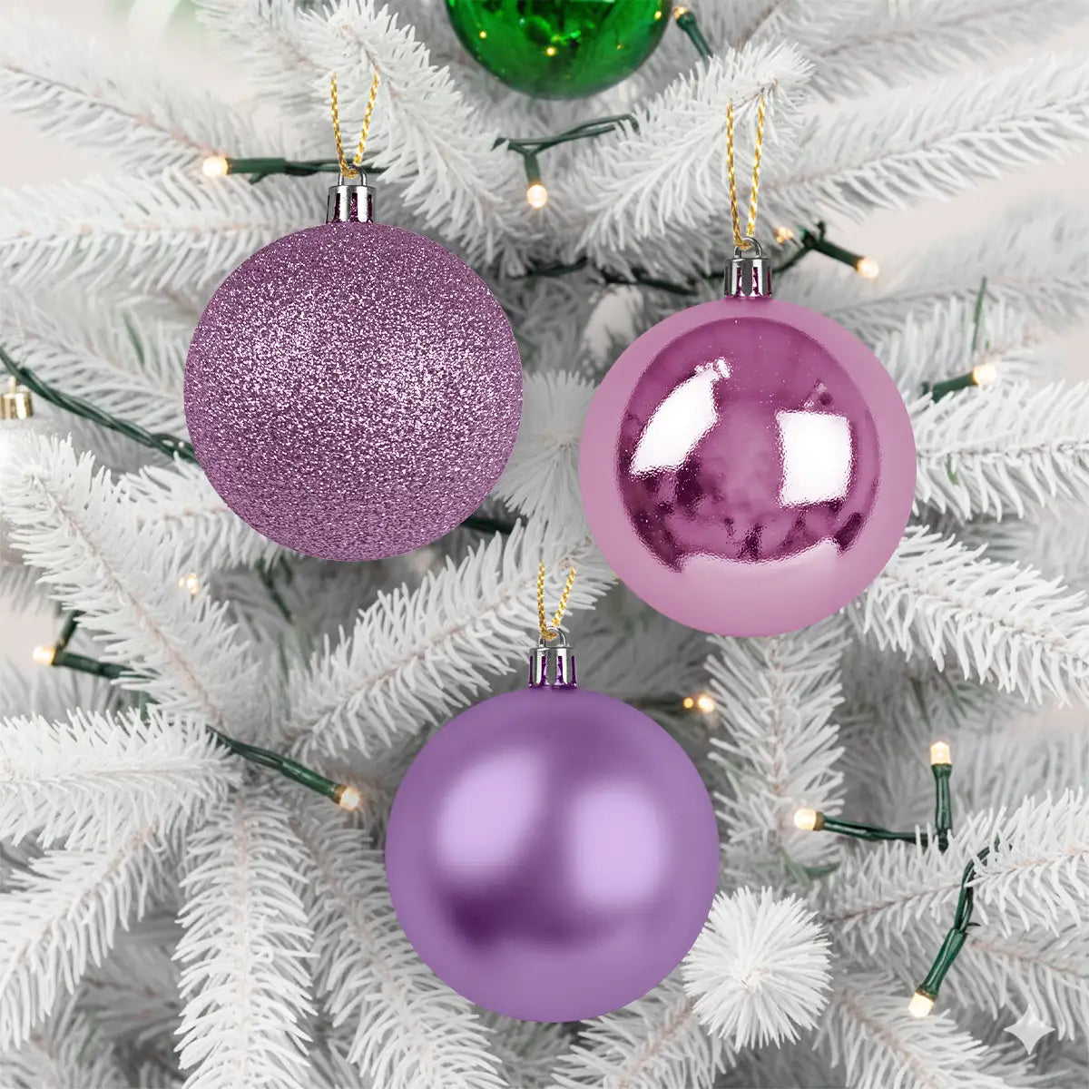 Kit de 3 Esferas Navideñas, Color Morado
