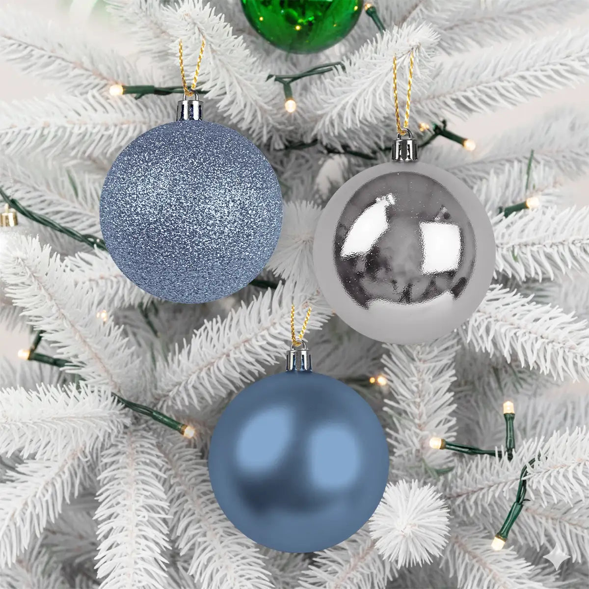 Kit de 3 Esferas Navideñas, Color Azul