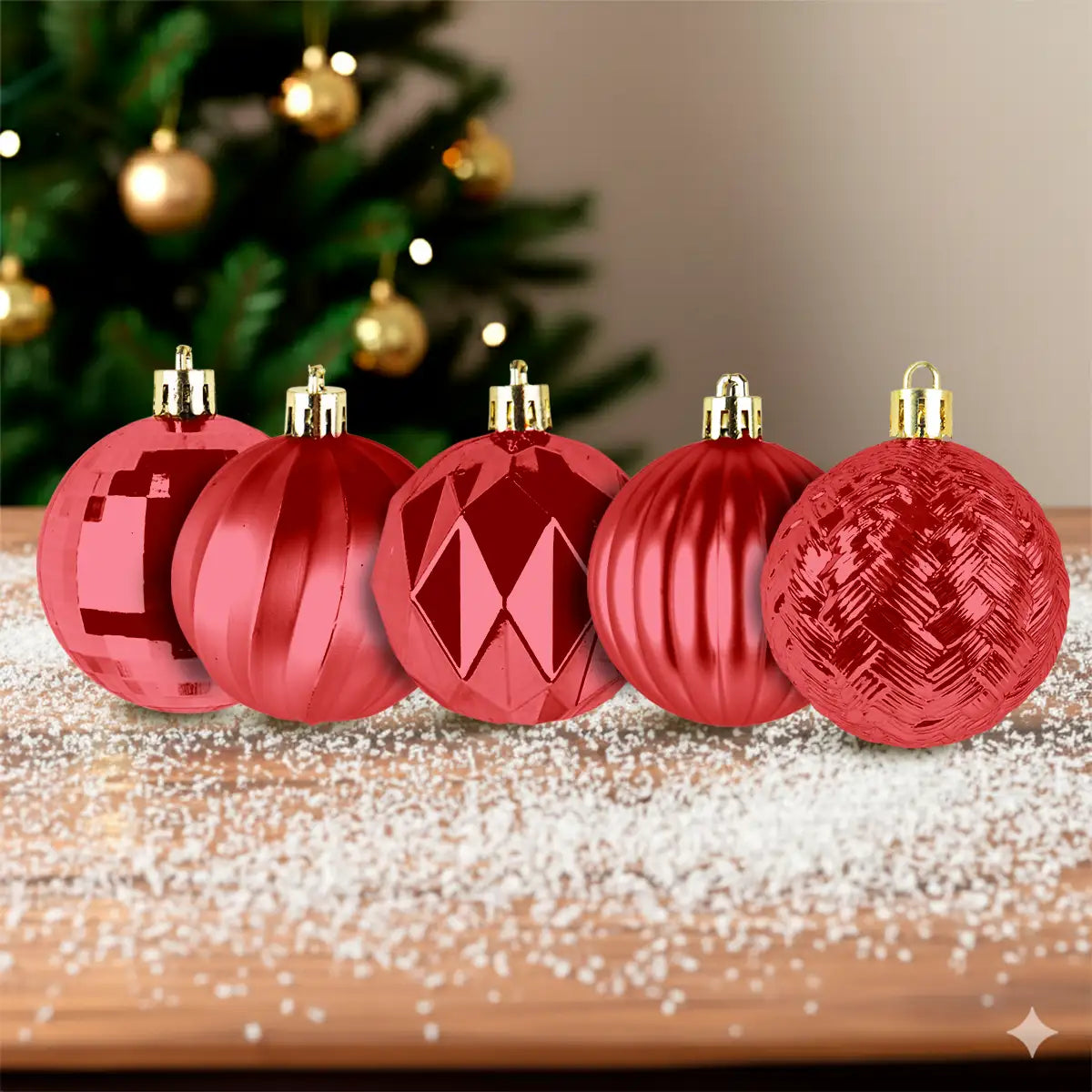 Kit de 30 Esferas Navideñas, Color Rojo