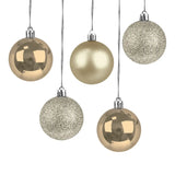 Kit de Esferas Navideñas, 5 pzas, Color Champagne