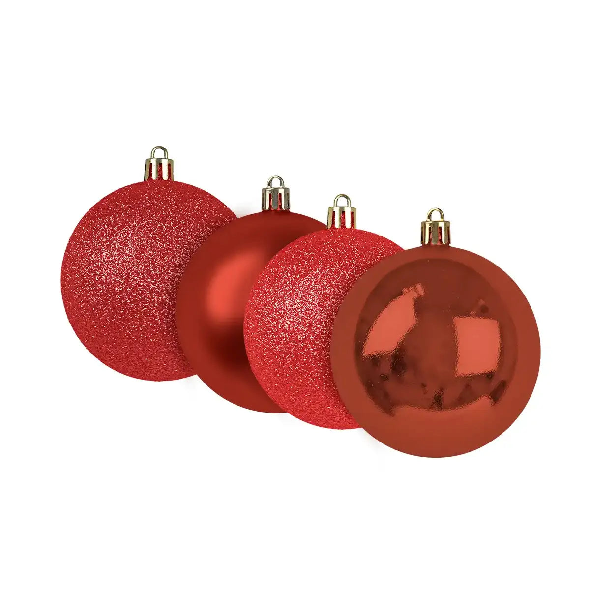 Kit de Esferas Navideñas, 4 pzas, Color Rojo