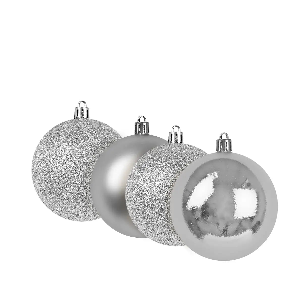 Kit de Esferas Navideñas, 4 pzas, Color Plata