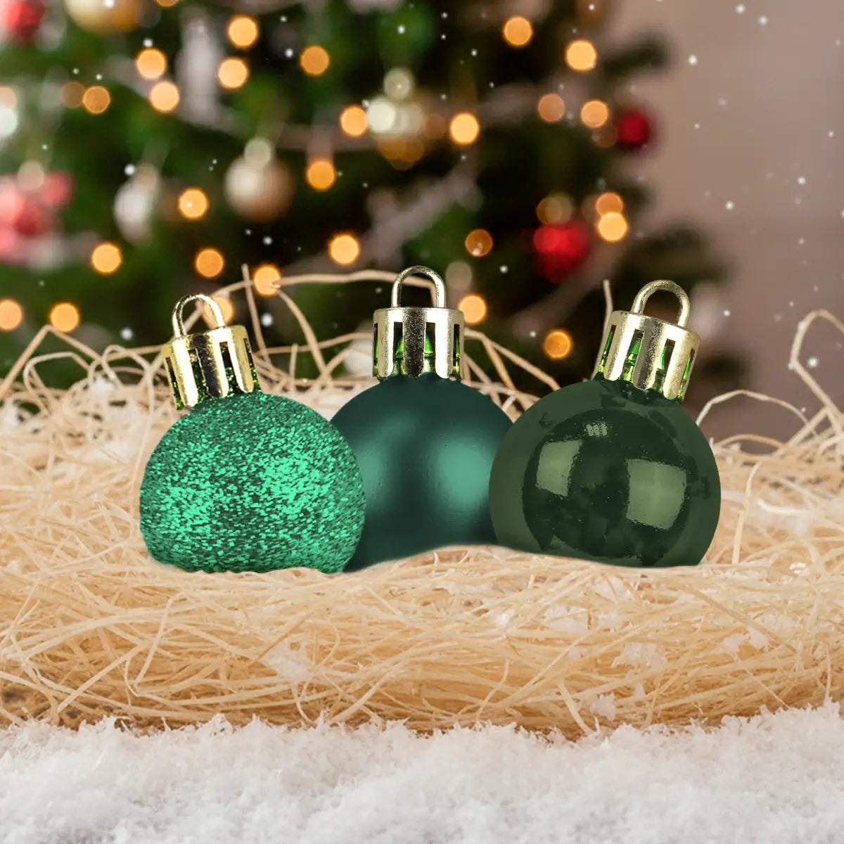 Kit de Esferas Navideñas, 12 pzas, Color Verde