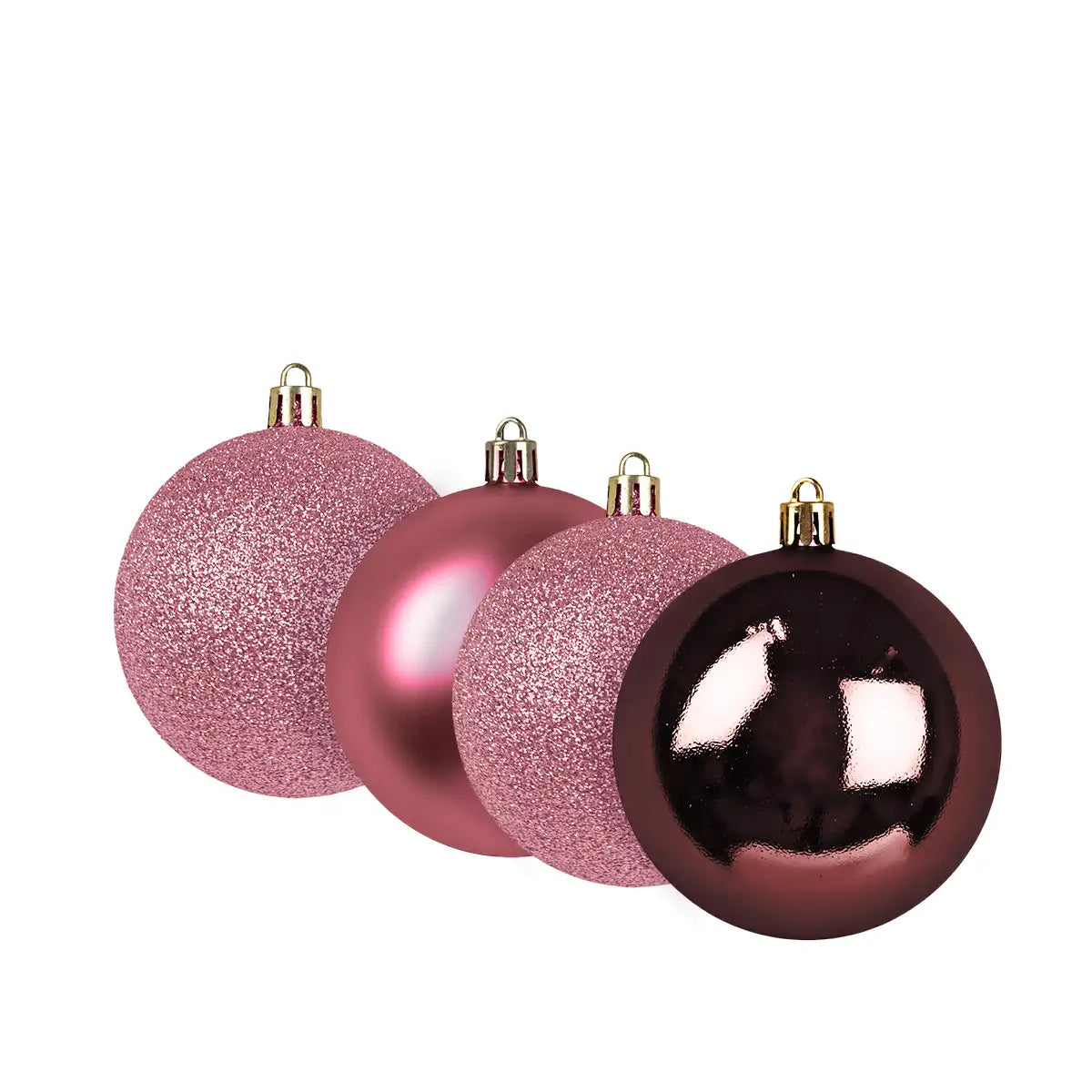 Kit de Esferas Navideñas, 4 pzas, Color Vino