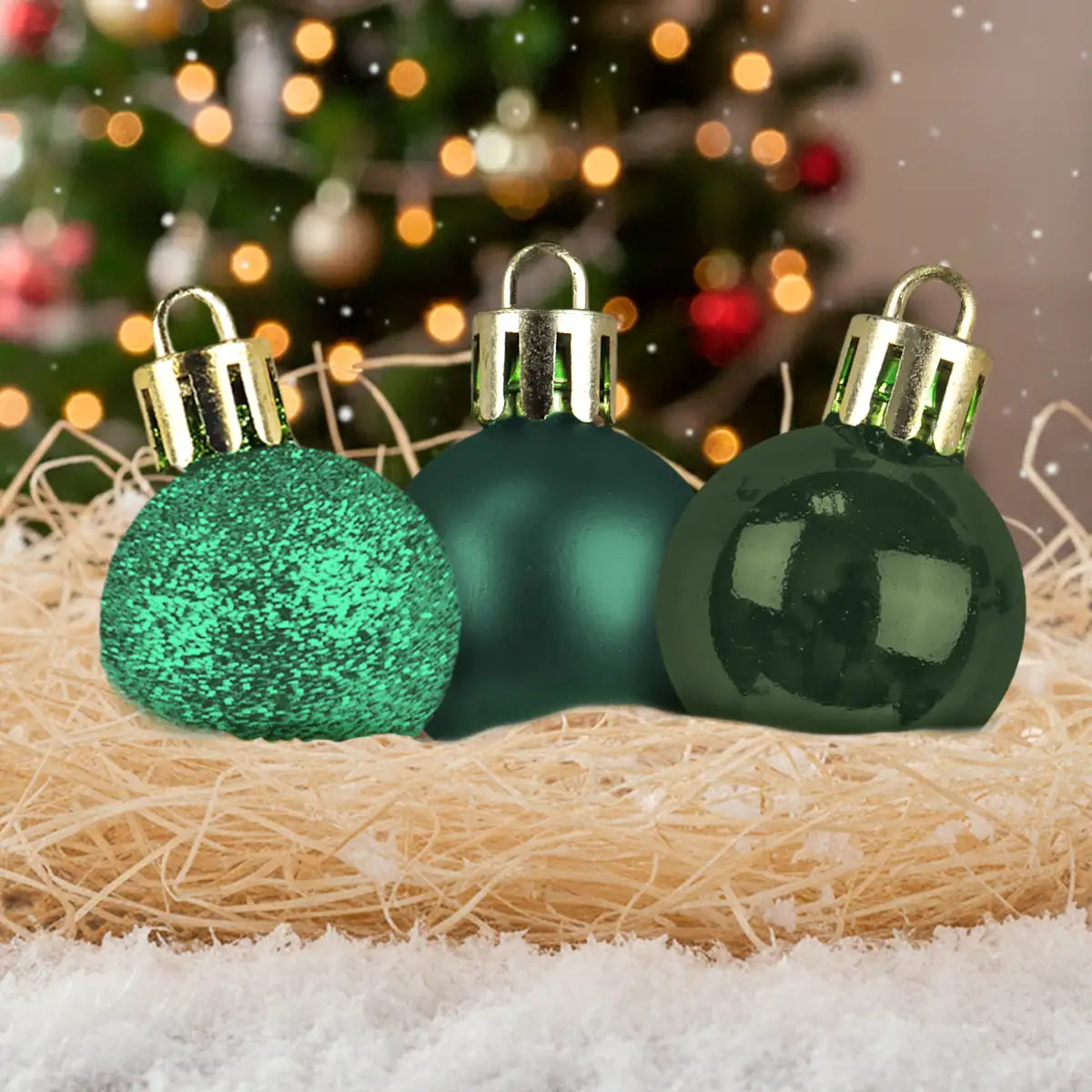 Kit de Esferas Navideñas, 9 pzas, Color Verde