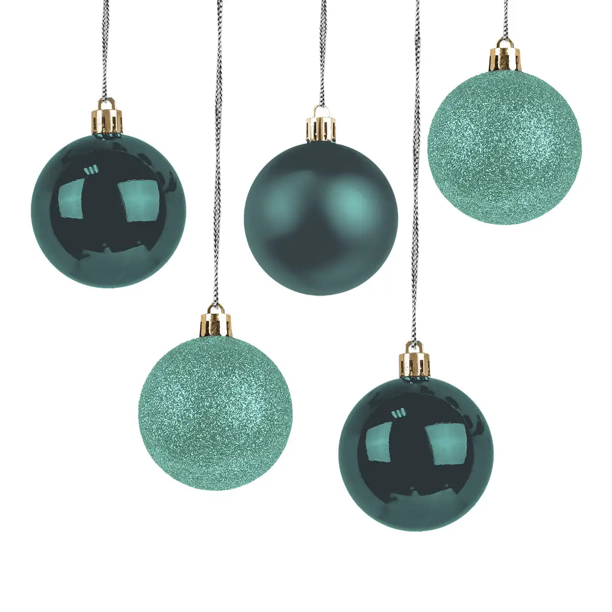 Kit de Esferas Navideñas, 5 pzas, Color Verde