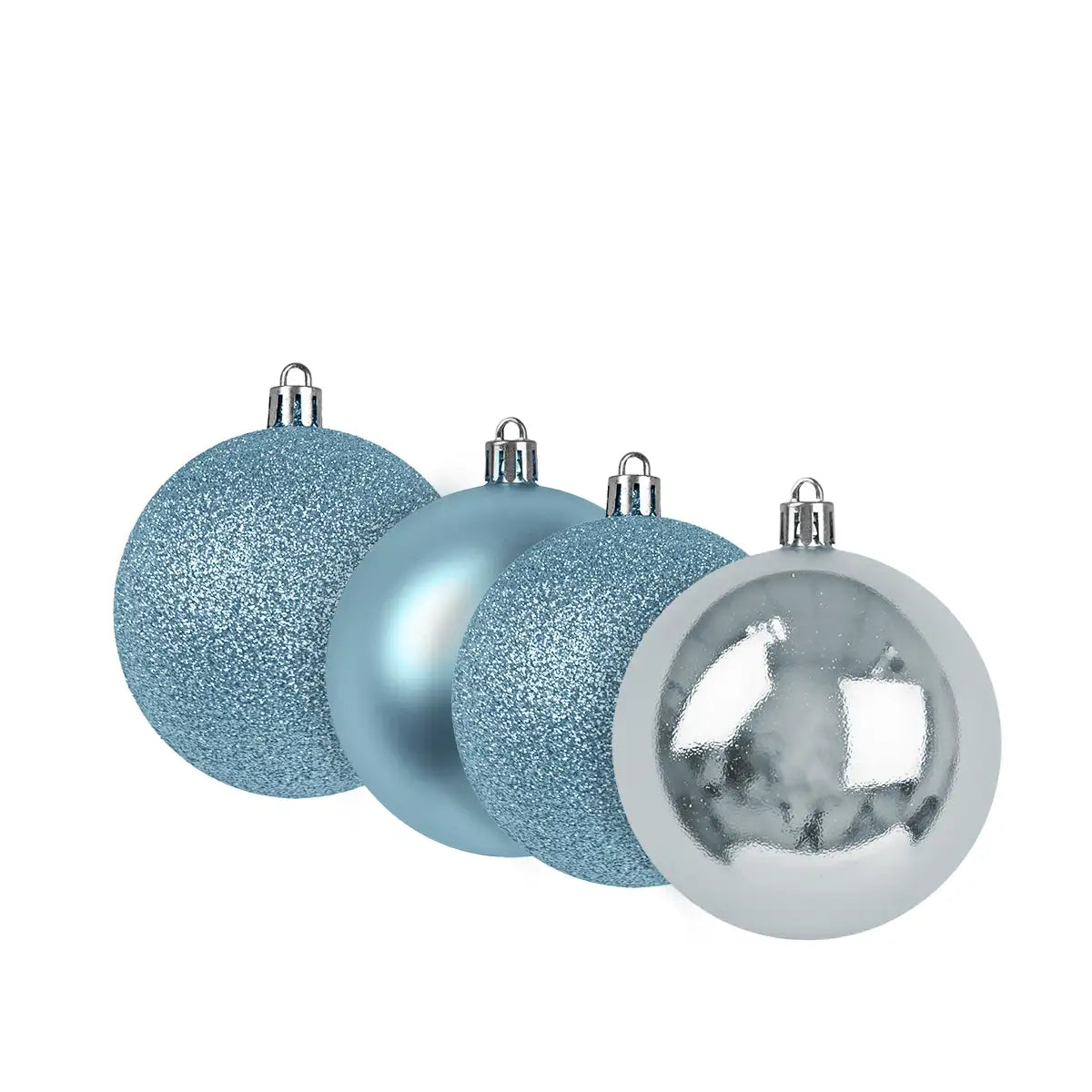 Kit de Esferas Navideñas, 4 pzas, Color Azul