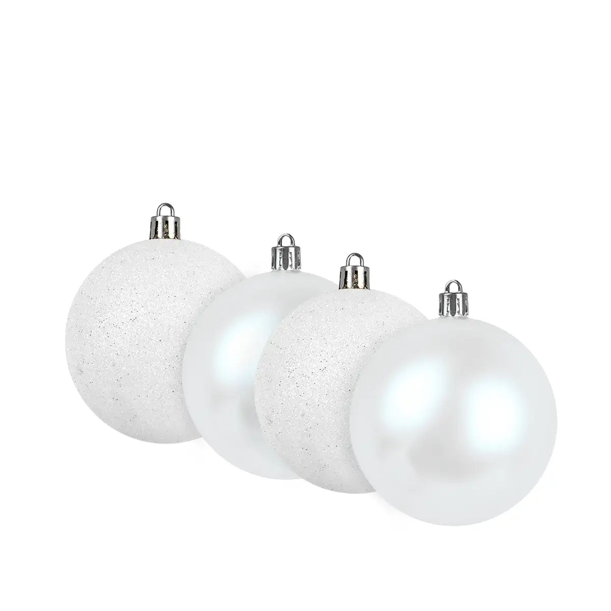 Kit de Esferas Navideñas, 4 pzas, Color Blanco