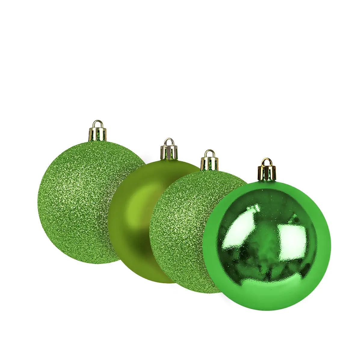 Kit de Esferas Navideñas, 4 pzas, Color Verde Claro
