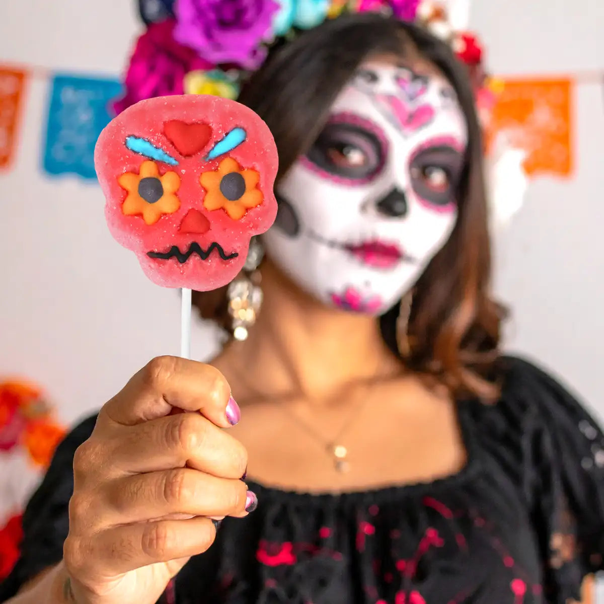 Calavera, Paleta de Bombón, Color Rosa, Halloween, 40 gr