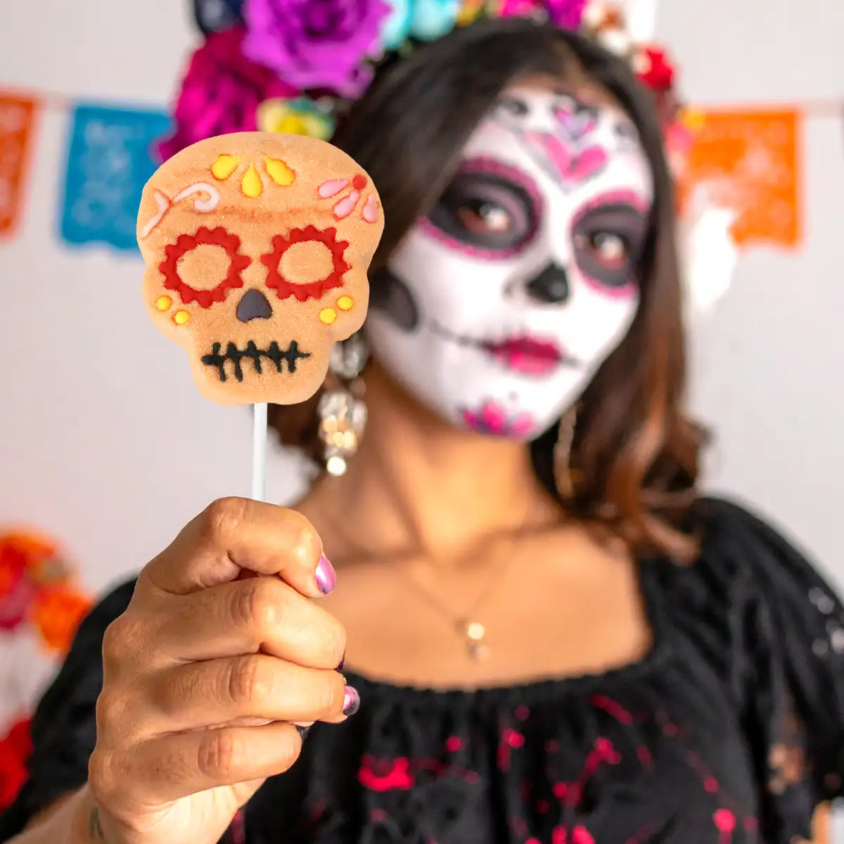 Calavera, Paleta de Bombón, Color Naranja, Halloween, 40 gr