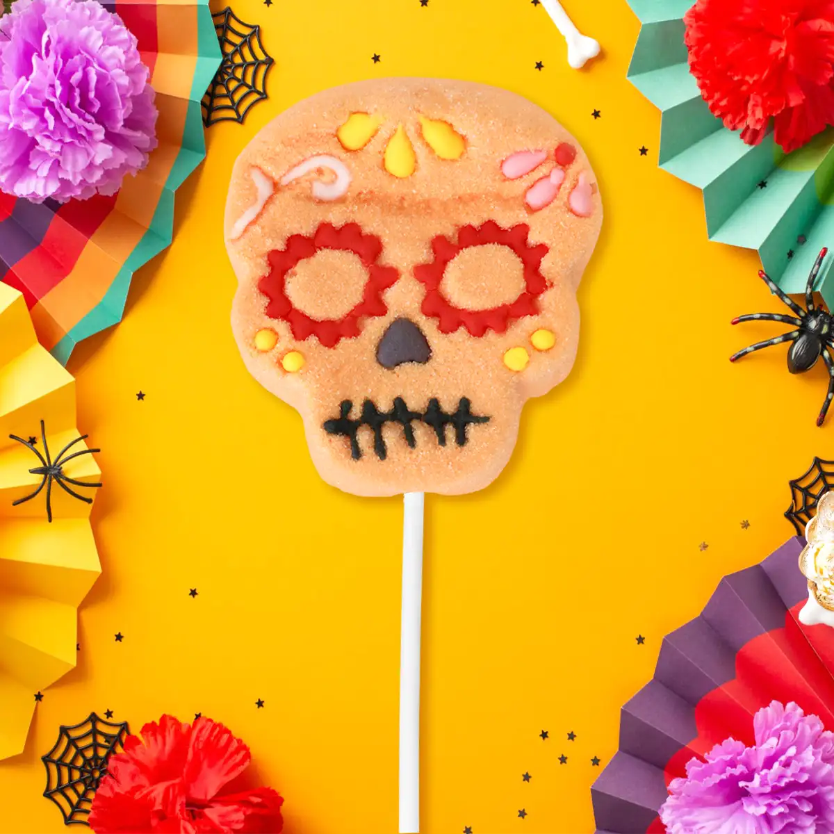 Calavera, Paleta de Bombón, Color Naranja, Halloween, 40 gr