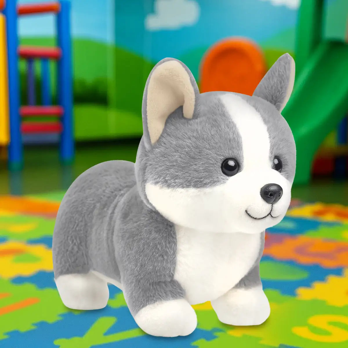 Corgi, Peluche, Color Gris