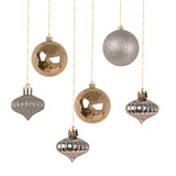 Kit Navideño de Esferas y Estrella, 18 pzas, Color Champagne