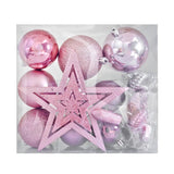 Kit Navideño de Esferas y Estrella, 18 pzas, Color Rosa