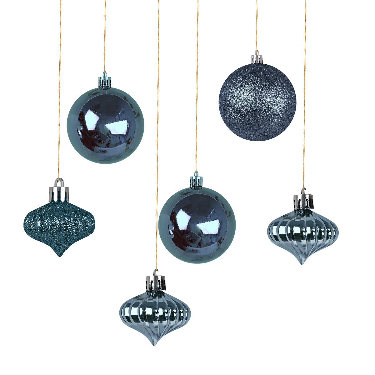 Kit Navideño de Esferas y Estrella, 18 pzas, Color Azul