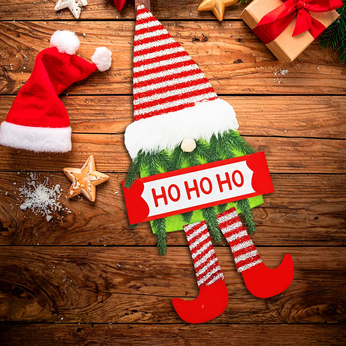 Gnomo, Decoración de Fieltro "HO HO HO"
