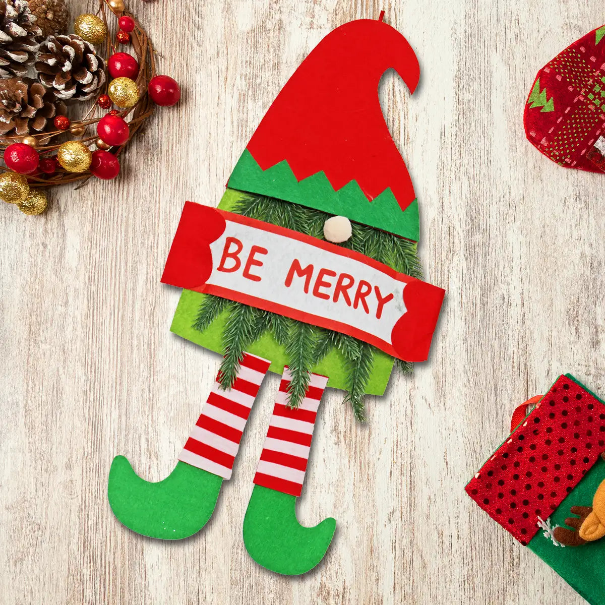 Gnomo, Decoración de Fieltro "Be Merry"