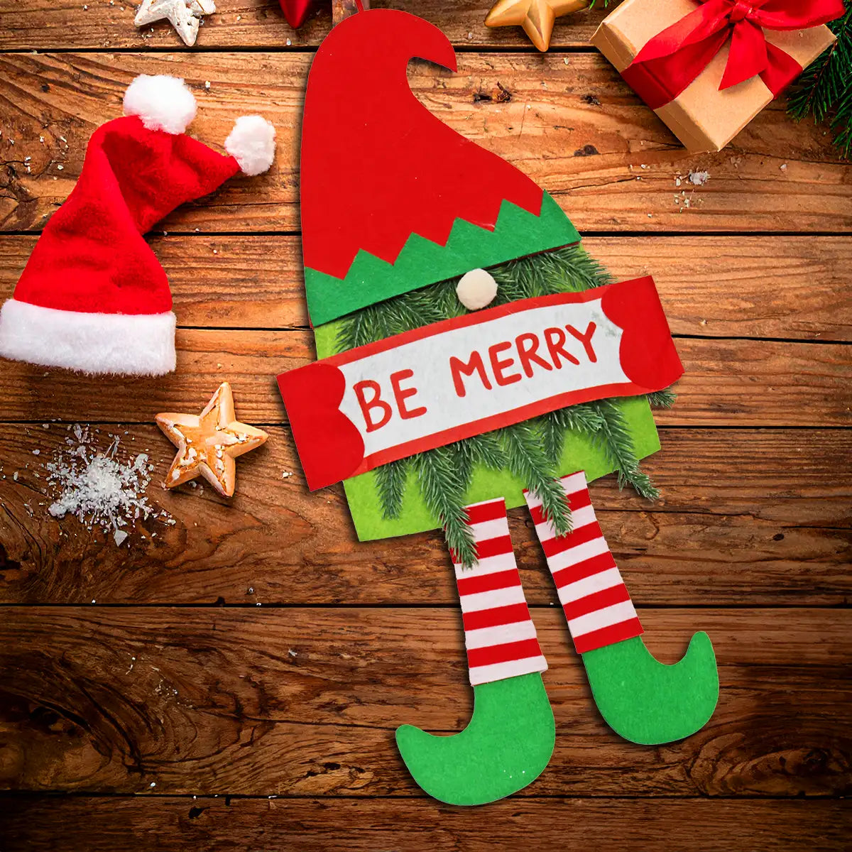 Gnomo, Decoración de Fieltro "Be Merry"