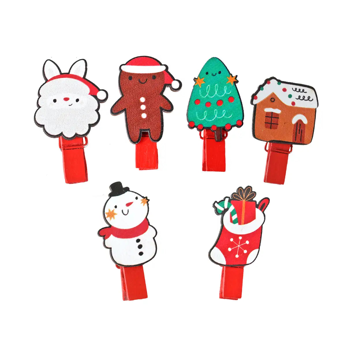 Set de 6 Clips, Personajes Navideños
