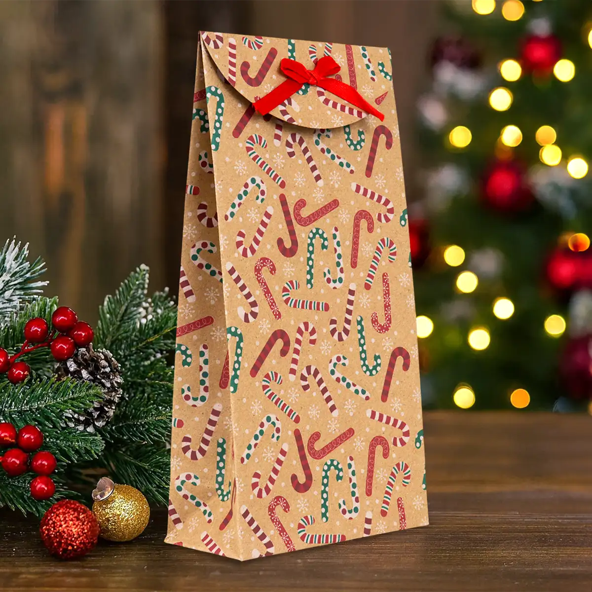 Bolsas con Diseño Navideño, Papel Kraft