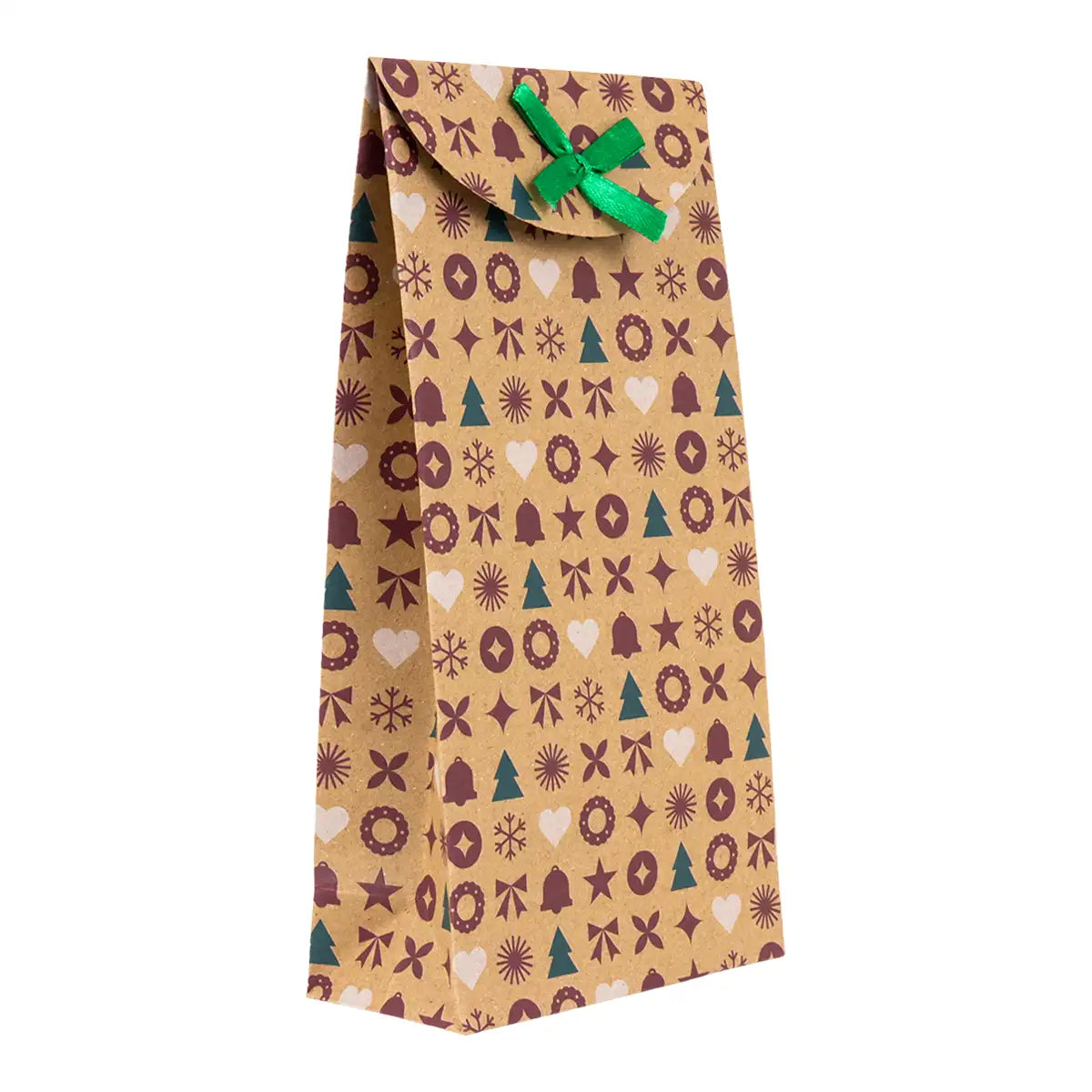 Bolsas con Diseño Navideño, Papel Kraft, Diseño Pino
