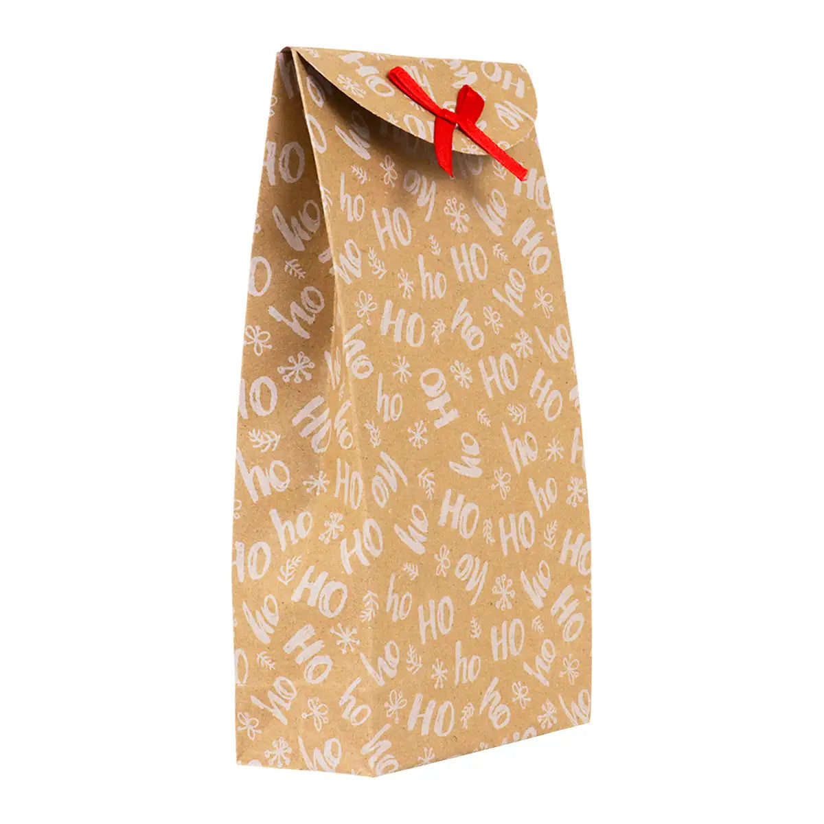 Bolsas con Diseño Navideño, Papel Kraft, Diseño HOHOHO