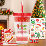 Vaso Navideño con Tapa y Popote, Color Rojo