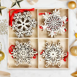 Ornamento de Copos de Nieve en MDF, 12 pzas