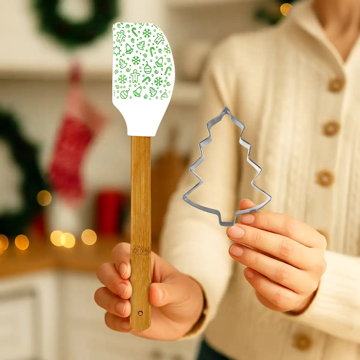 Set de Espátula y Cortador Navideño