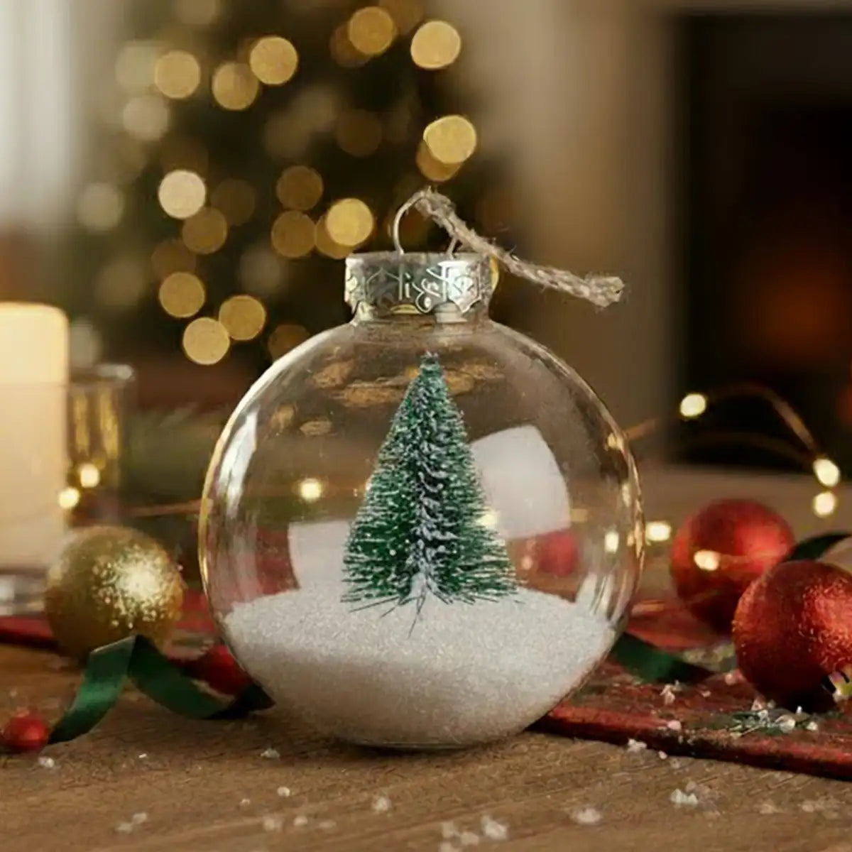 Esfera Transparente con Escenografía, Árbol Nevado