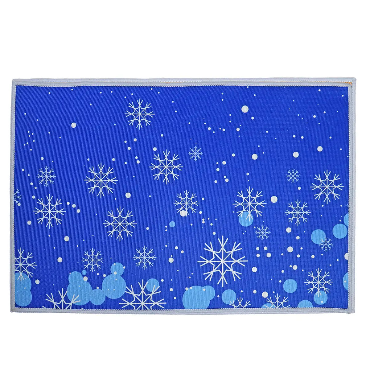 Tapete Navideño, Diseño Copos de Nieve, Color Azul