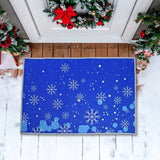 Tapete Navideño, Diseño Copos de Nieve, Color Azul