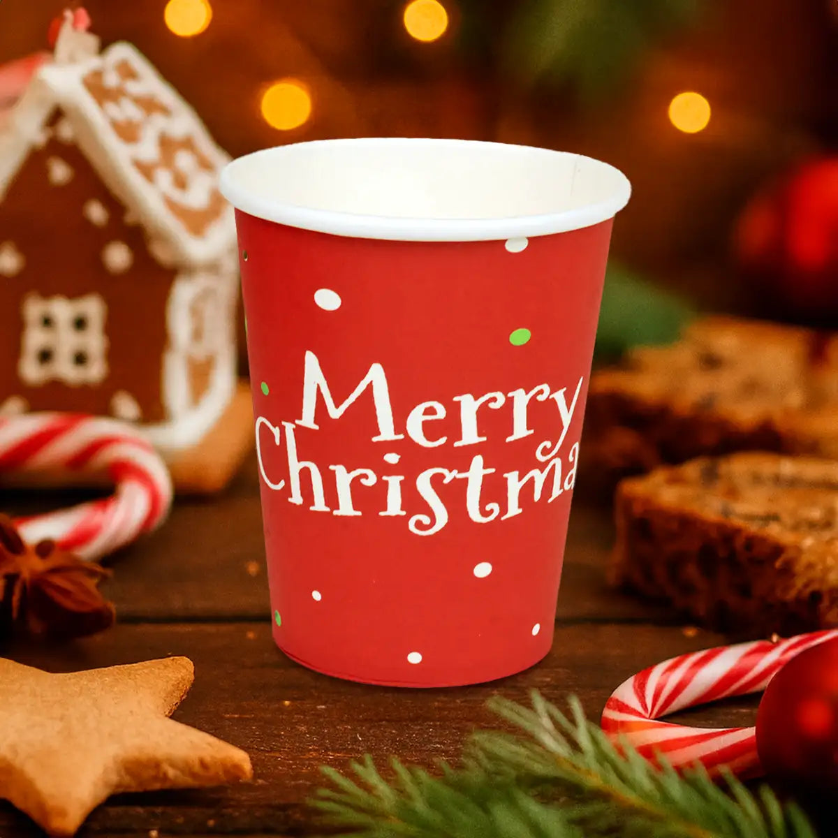 Merry Christmas, Vasos de Cartón, 10 pzas
