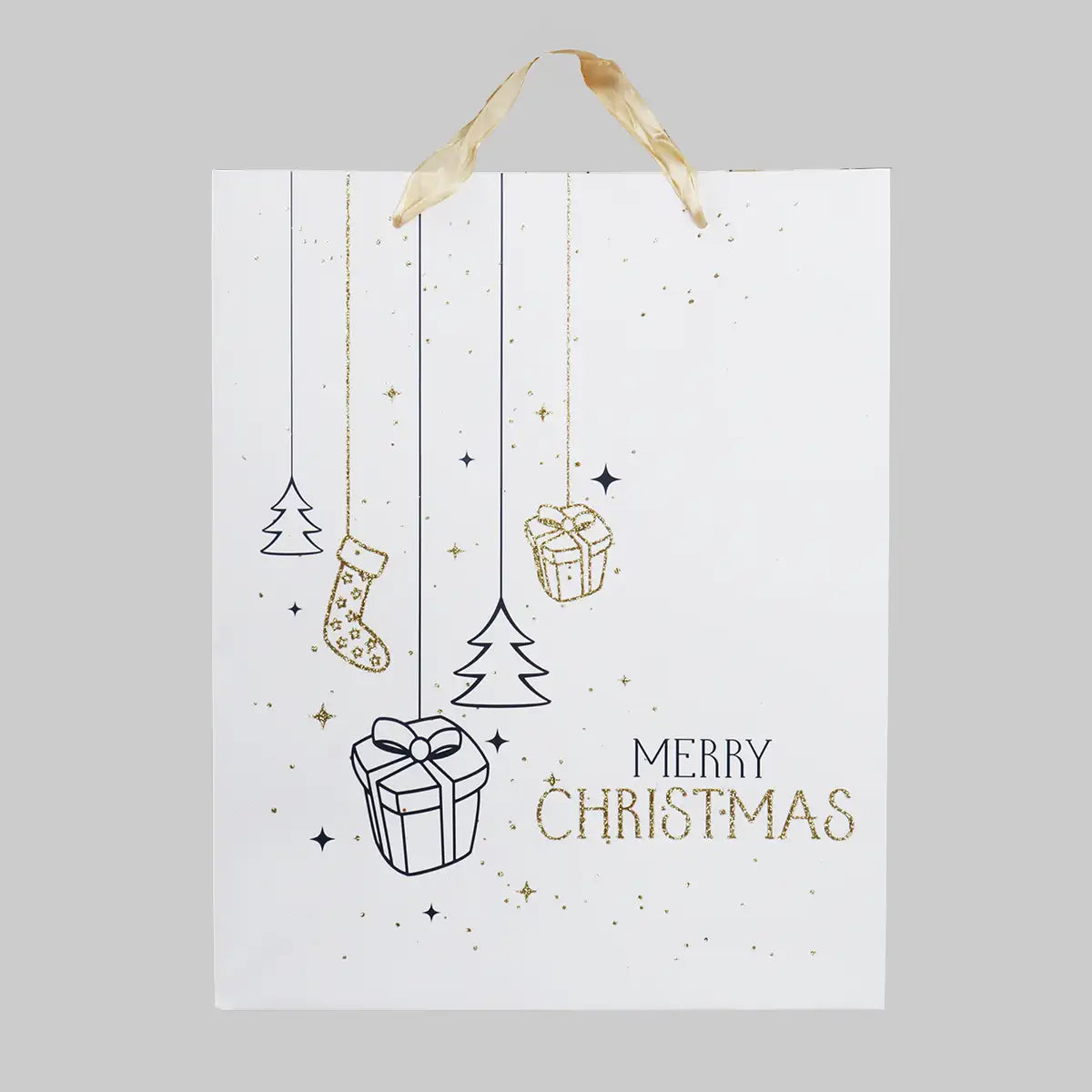 Bolsa de Regalo Navideña "Merry Christmas" Color Blanco