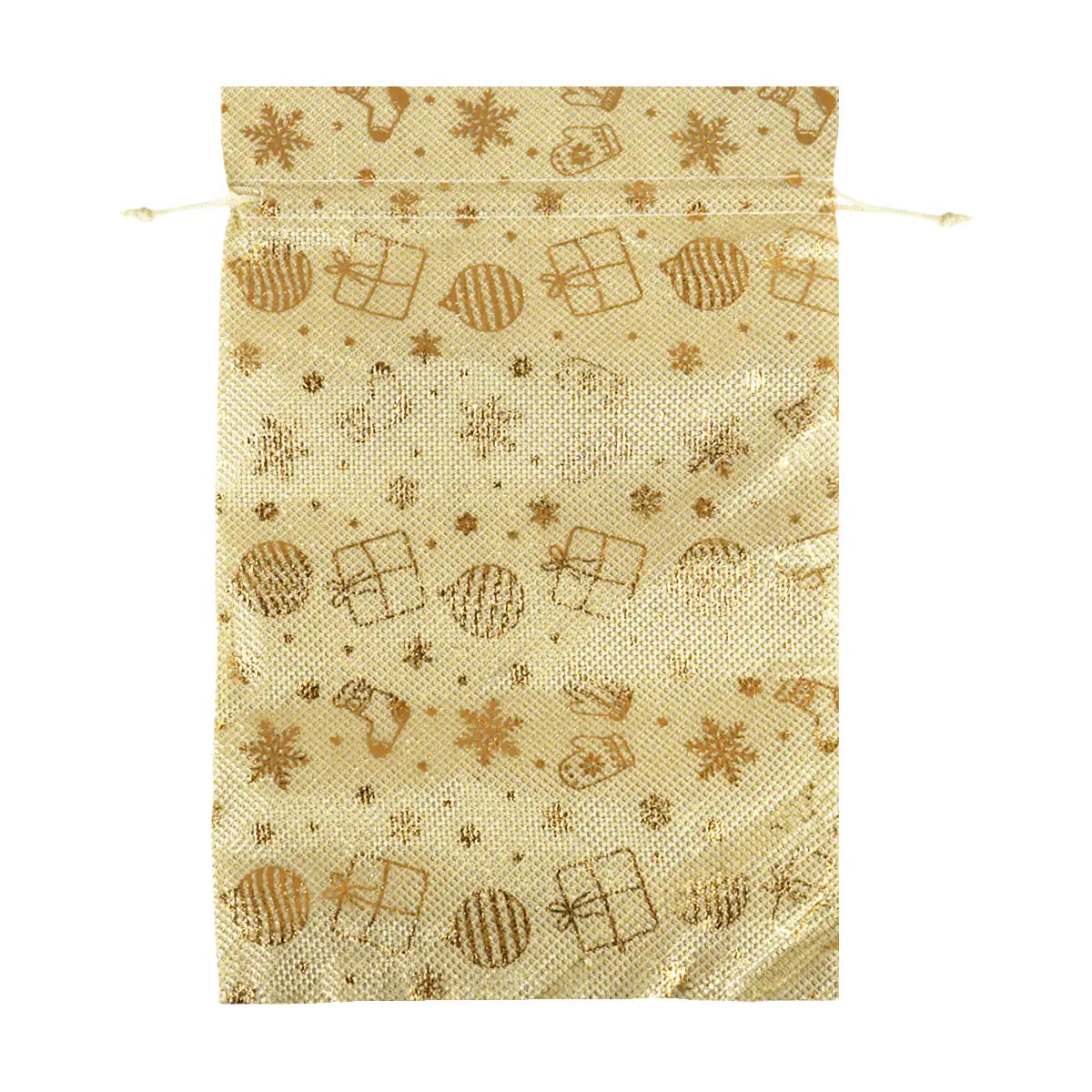 Bolsa de Tela Navideña, Color Oro