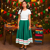 Falda Regional, Color Verde, Fiestas Patrias, Talla Grande