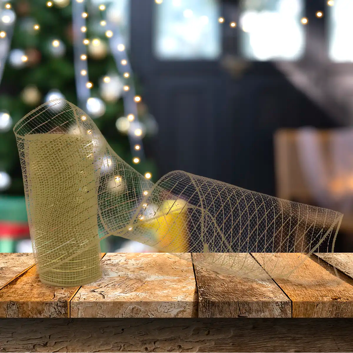 Listón Navideño Mesh, 3 m