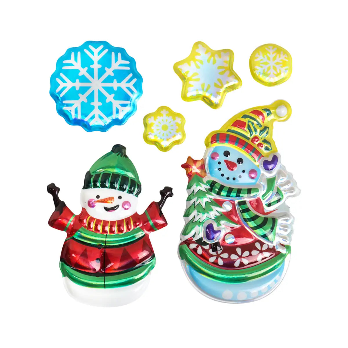 Sticker 3D, Muñeco de Nieve y Copos
