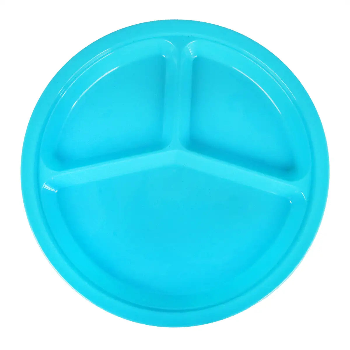 Plato de Plástico con 3 Divisiones, Color Azul