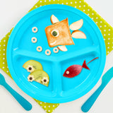 Plato de Plástico con 3 Divisiones, Color Azul