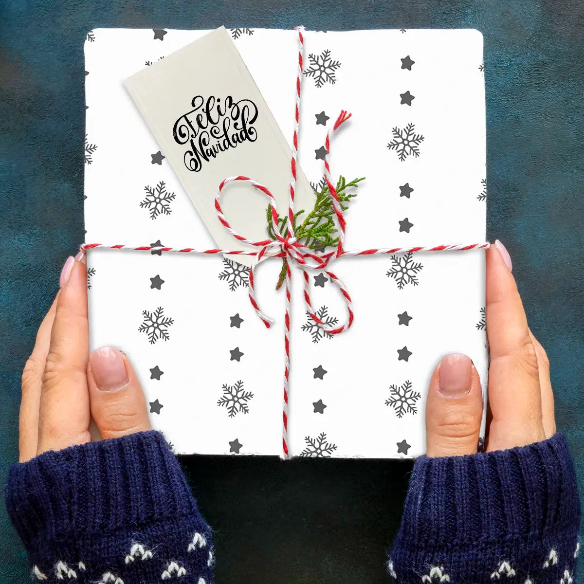 Papel para Envolver, Navideño, Color Blanco