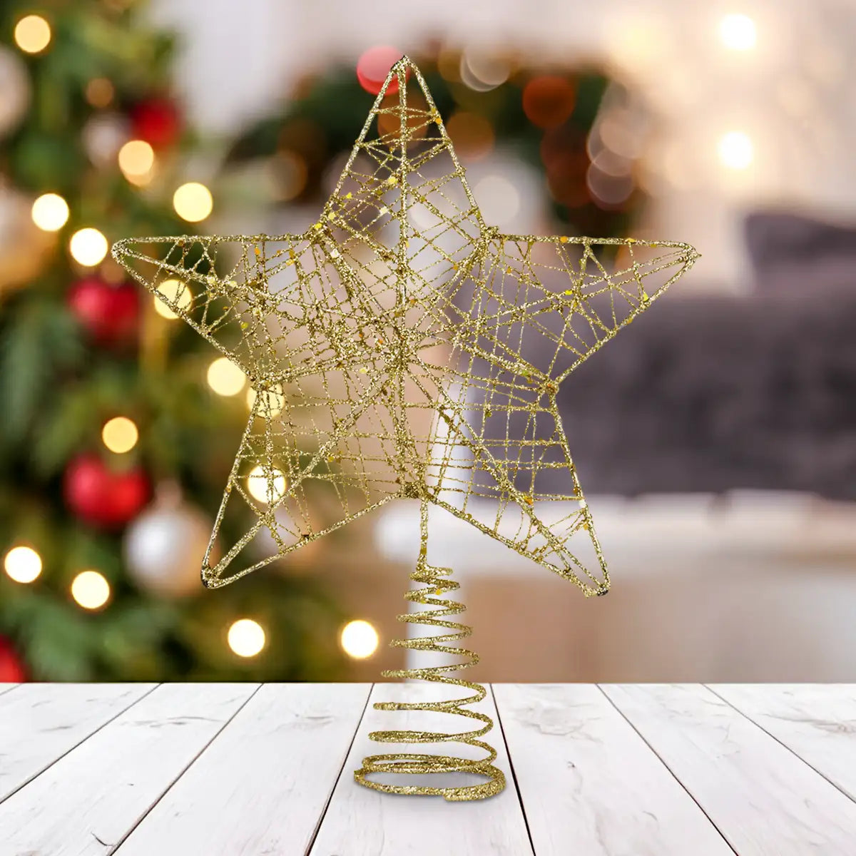 Estrella, Color Dorado, Punta de Árbol de Navidad