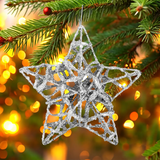 Estrellas, Ornamento Navideño Glitter, Color Plata
