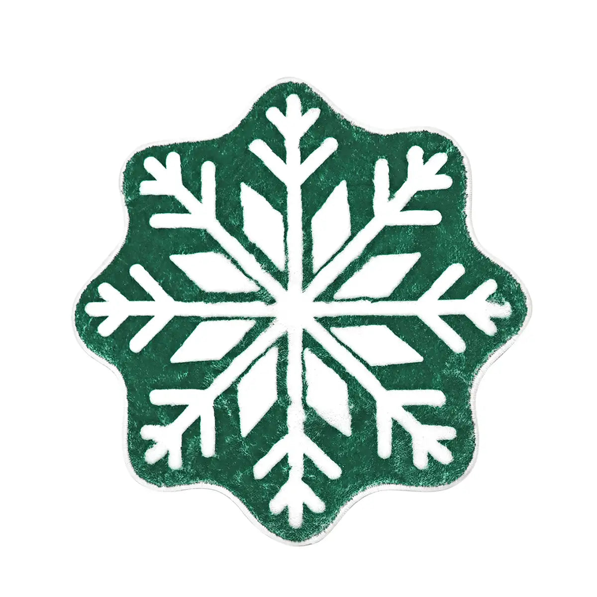 Tapete Navideño, Forma Copo de Nieve, Color Verde